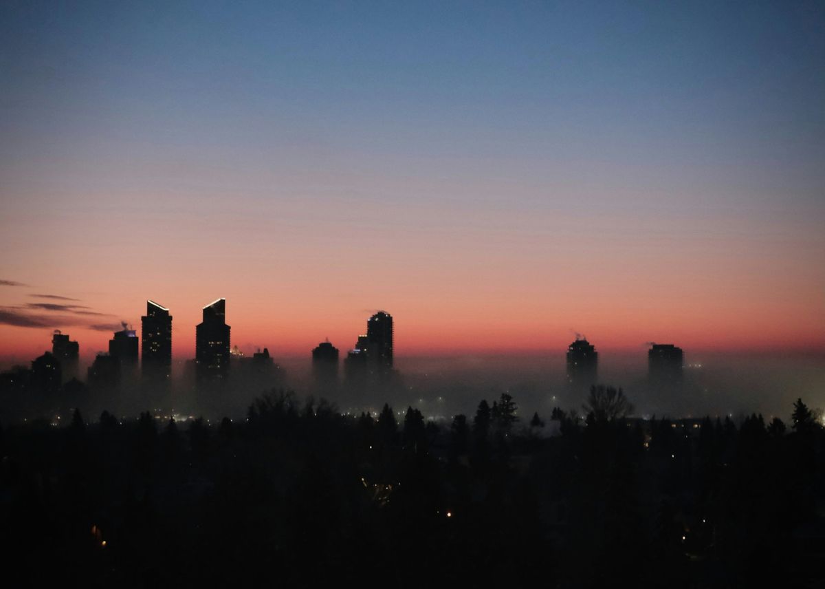 City skyline at dawn